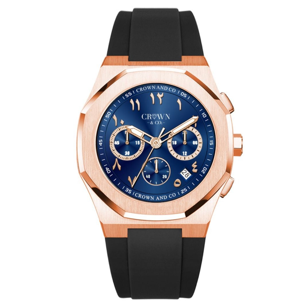 Rose Deep Blue arabic dial 41mm | Rubber strap