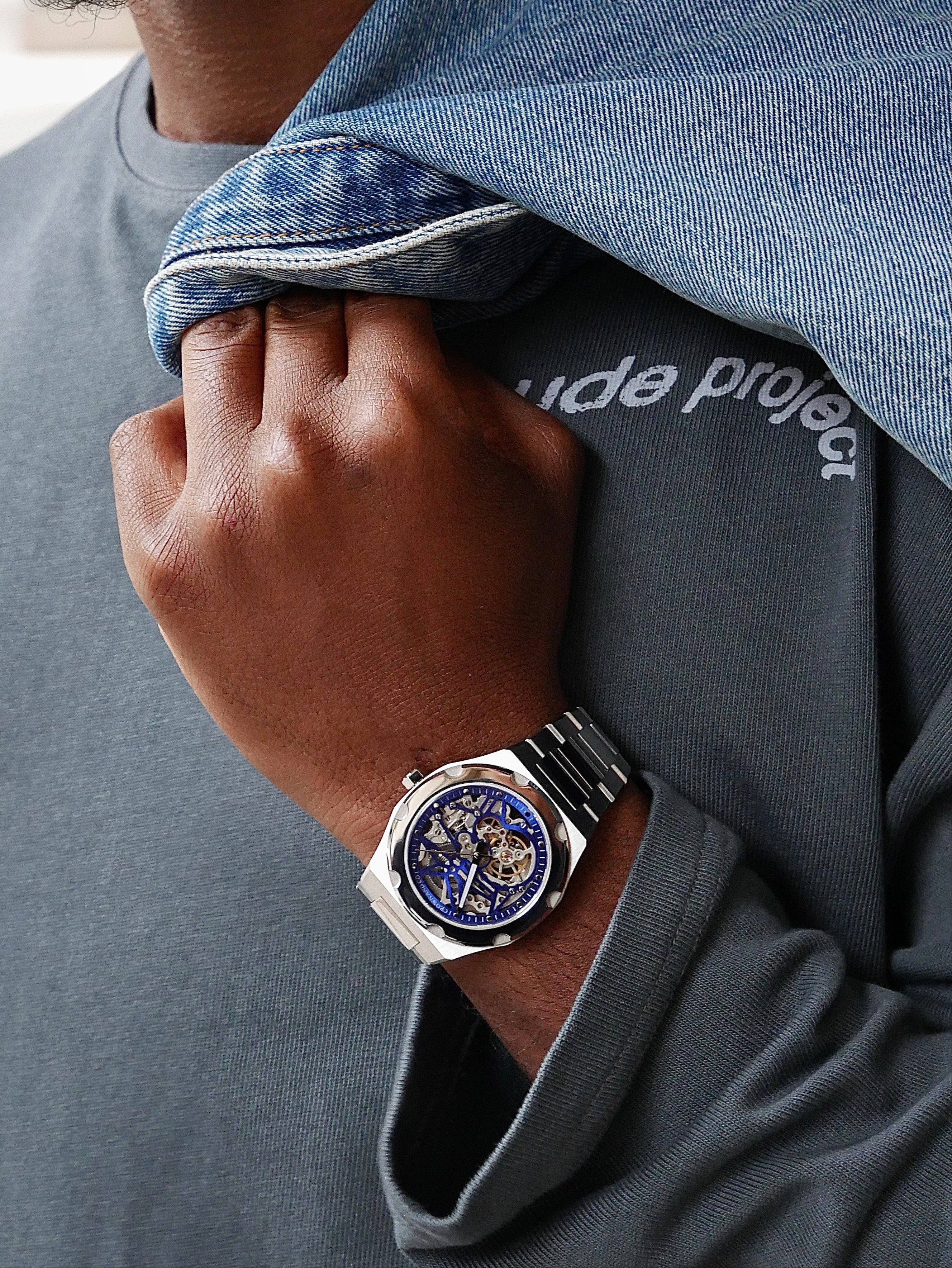 Crown Revolve skeleton blue dial 41