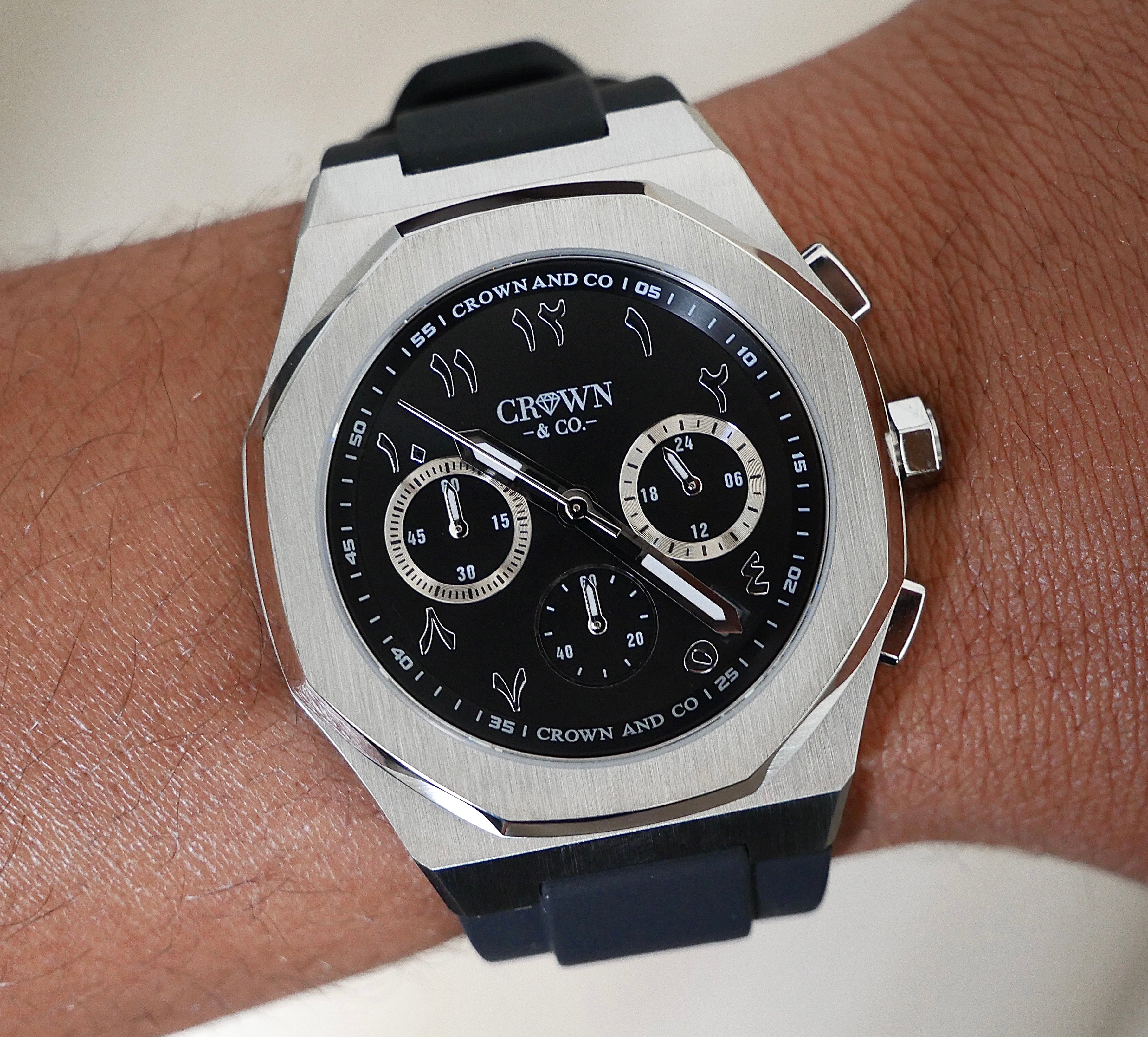 Ocho series black arabic dial 41mm| Rubber strap