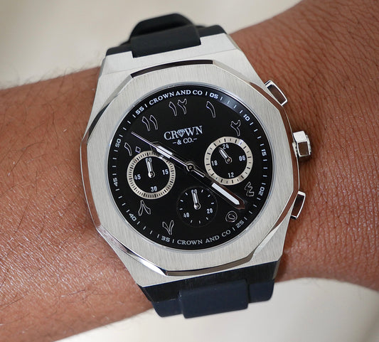 Ocho series black arabic dial 41mm| Rubber strap