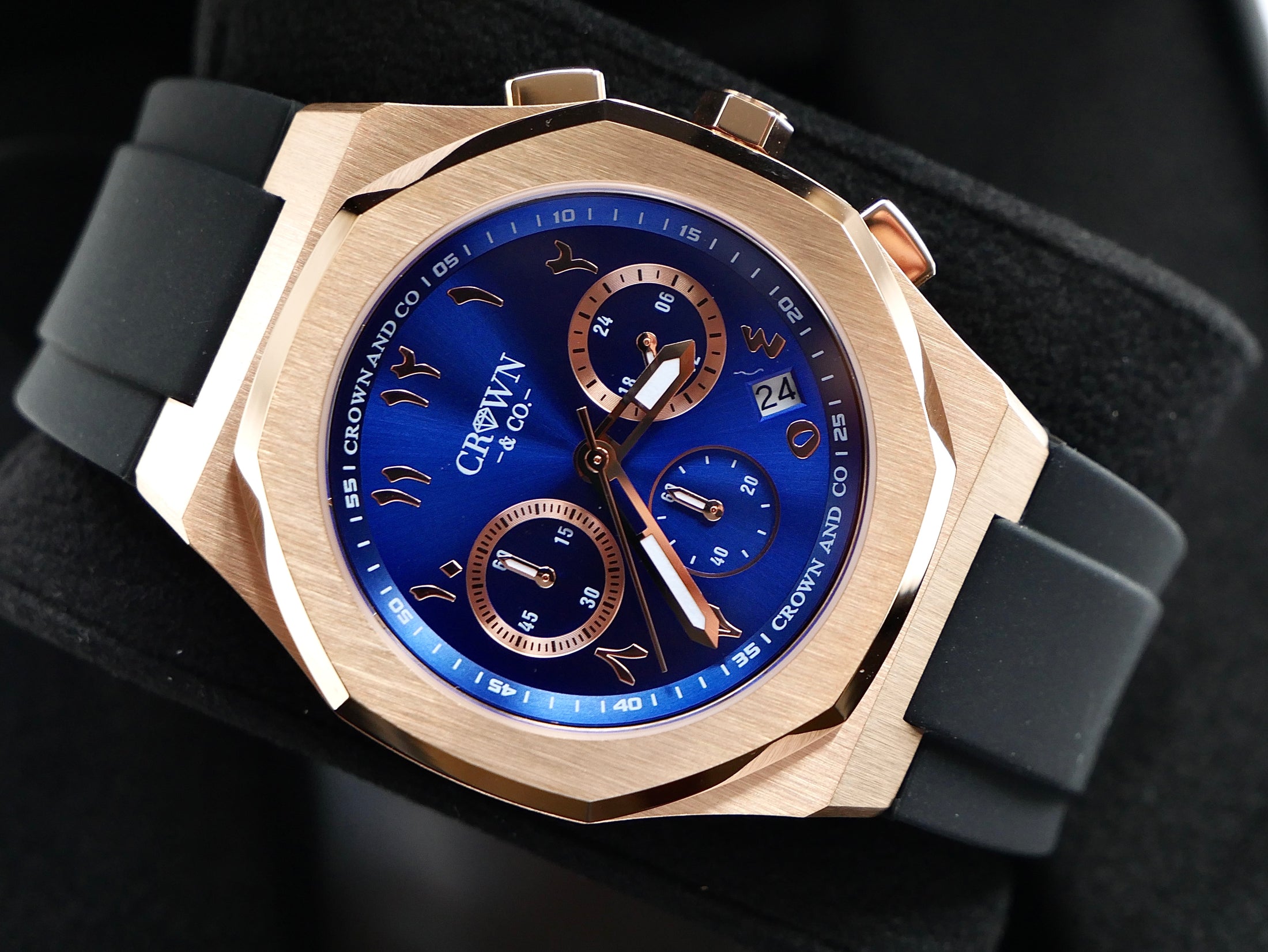 Rose Deep Blue arabic dial 41mm | Rubber strap