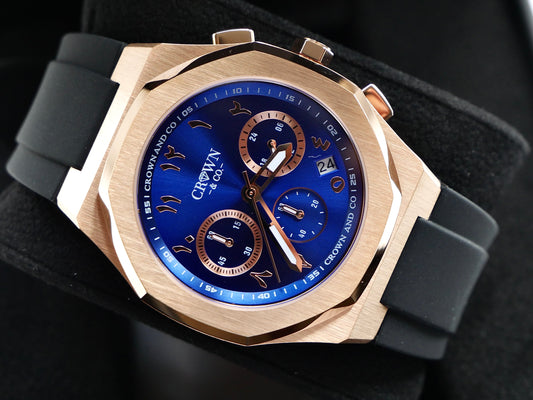 Rose Deep Blue arabic dial 41mm | Rubber strap