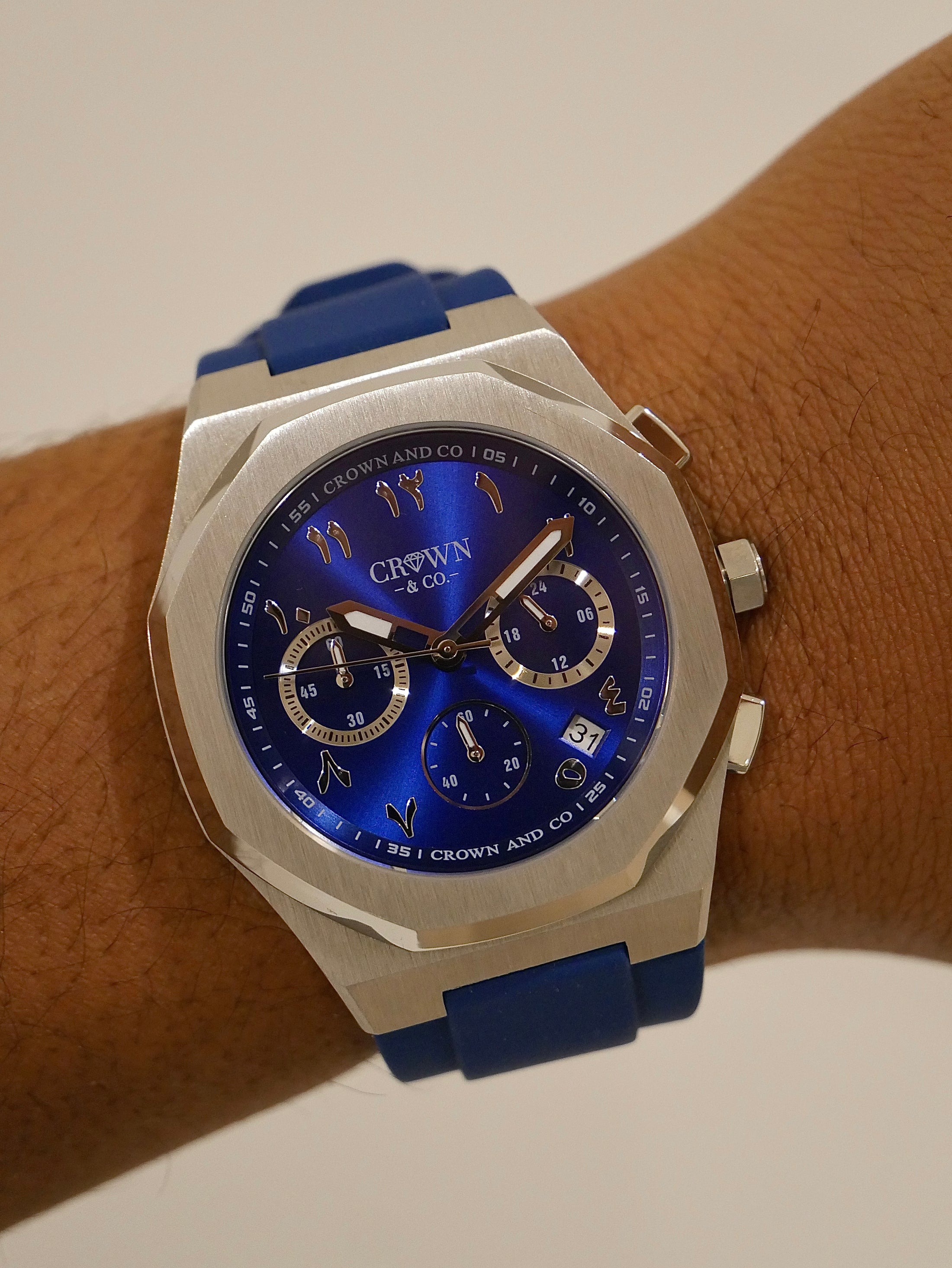 Ocho Series Blue Arabic dial | Blue Rubber Strap