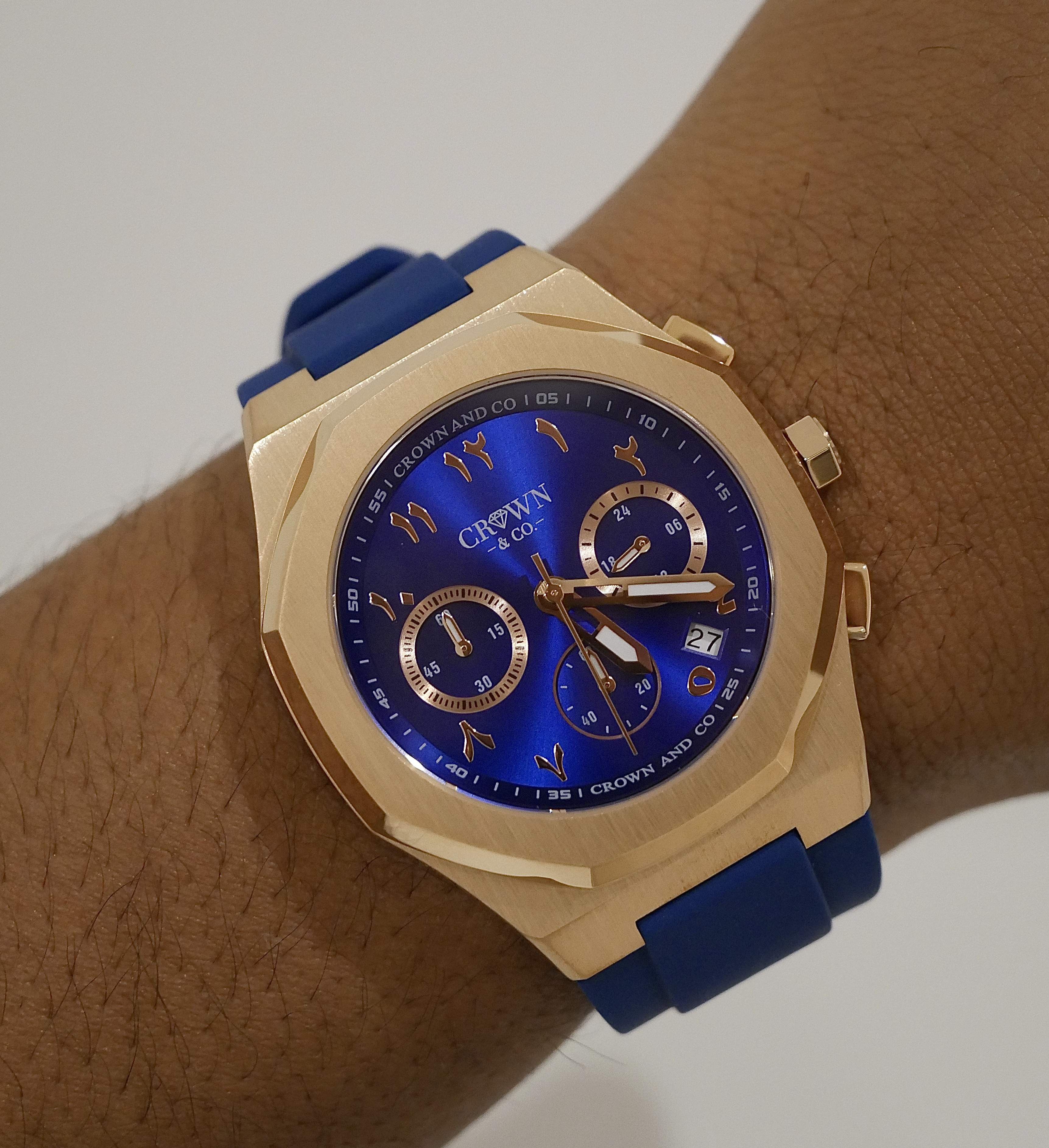 Ocho series Rose navy blue arabic dial 41mm | Blue rubber strap