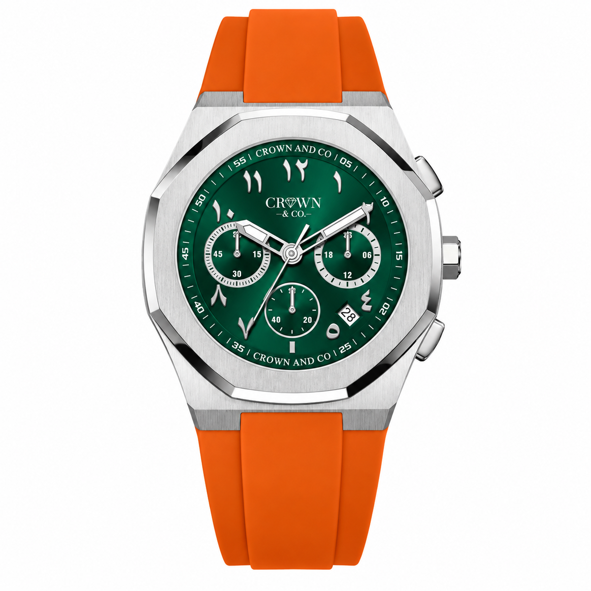 Ocho Series Emerald Arabic dial 41| Orange Rubber strap