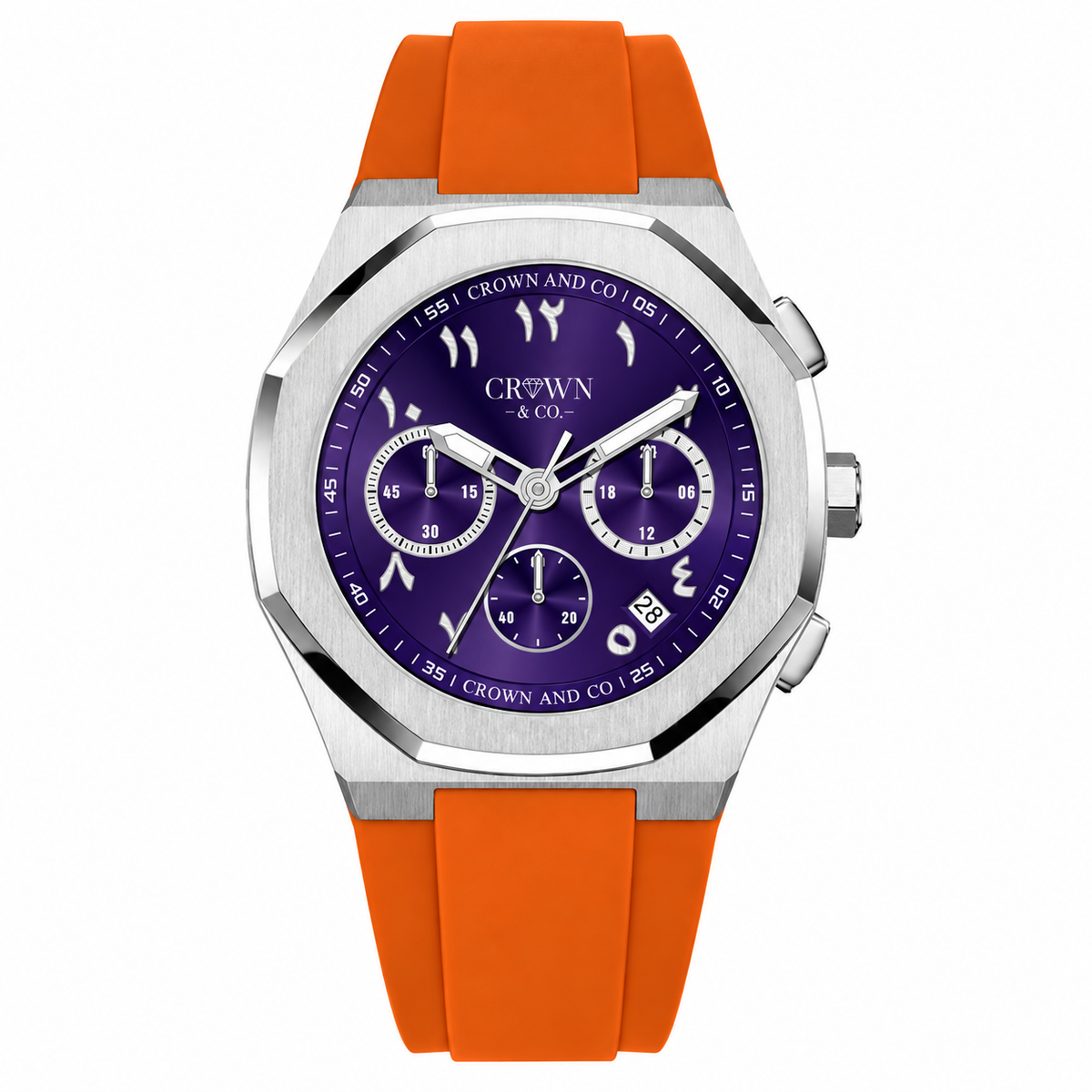 Ocho series Royal Purple Arabic dial 41| Orange Rubber strap