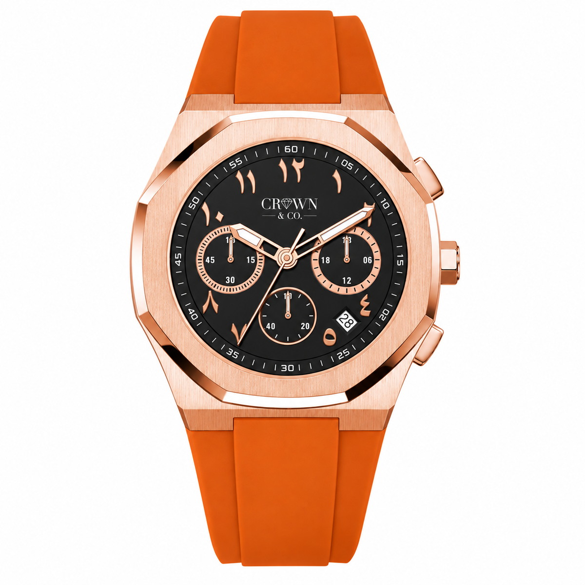 Ocho Series RG Black Arabic dial 41 | Orange rubber strap