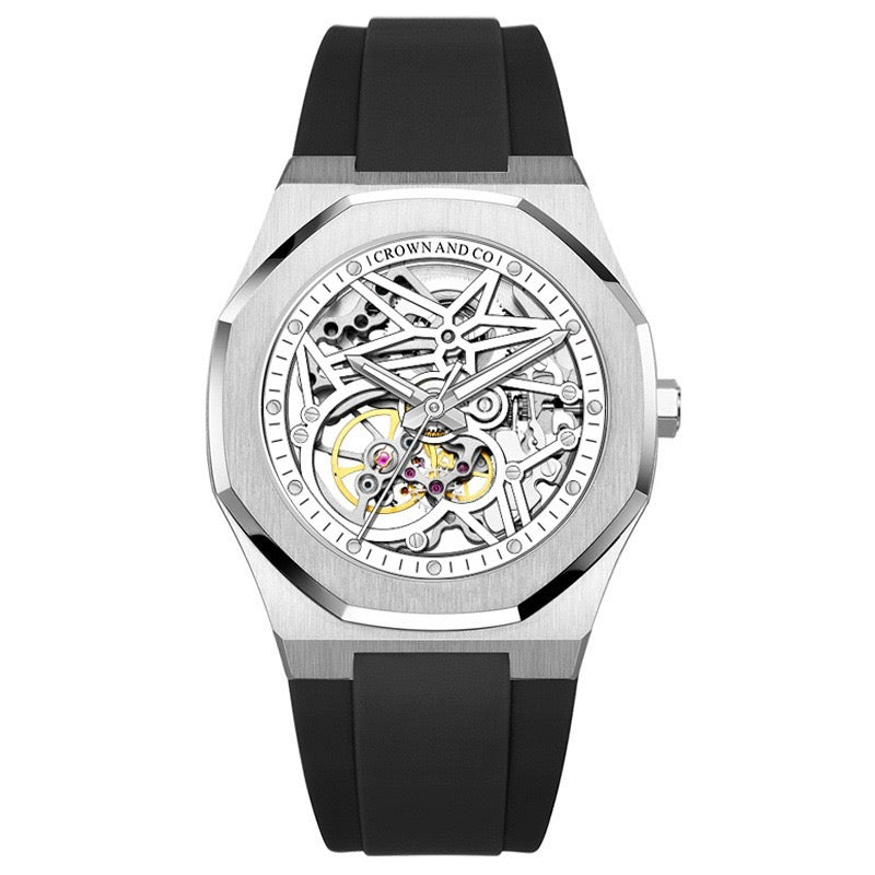 Ocho series Skeleton white dial 41mm | Rubber strap