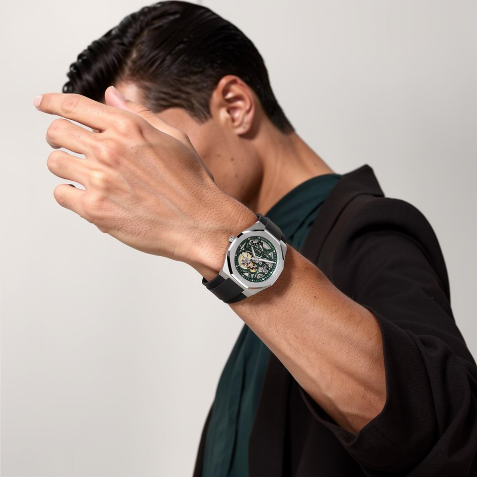 Ocho series Skeleton mud green anniversary 41mm | Rubber Strap