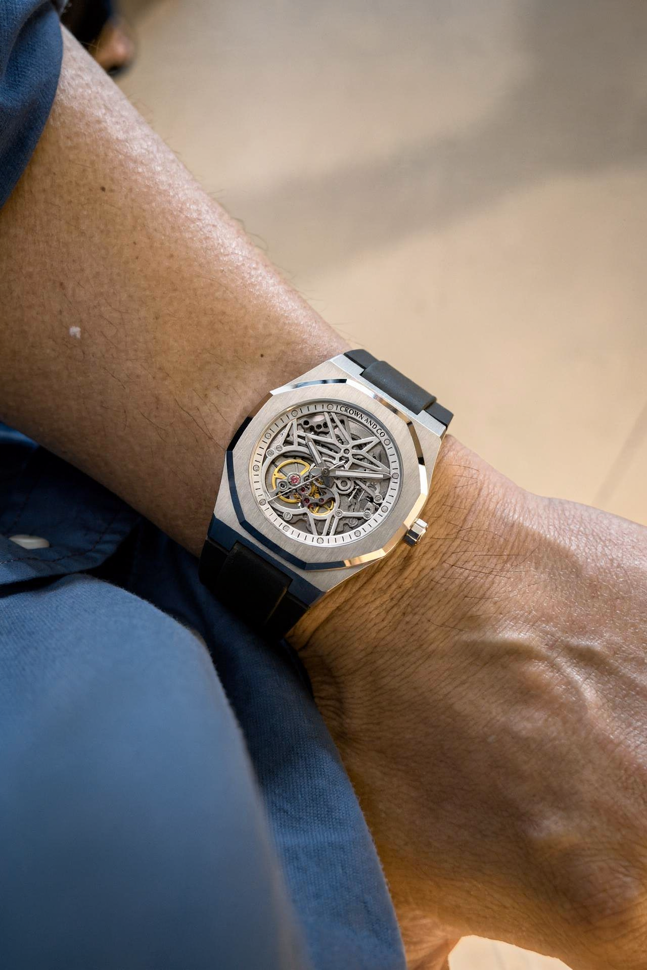 Ocho series Skeleton white dial 41mm | Rubber strap