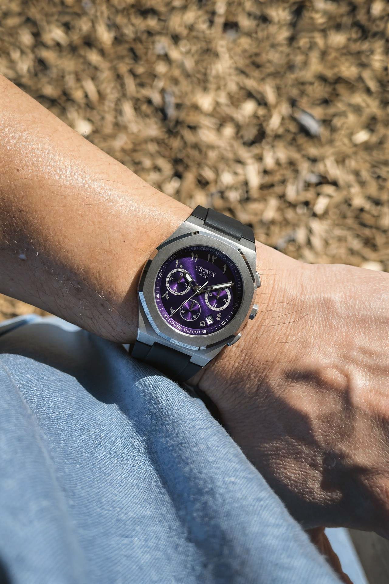 Ocho series Royal Purple Arabic dial 41| Black Rubber Strap Due: May 2026