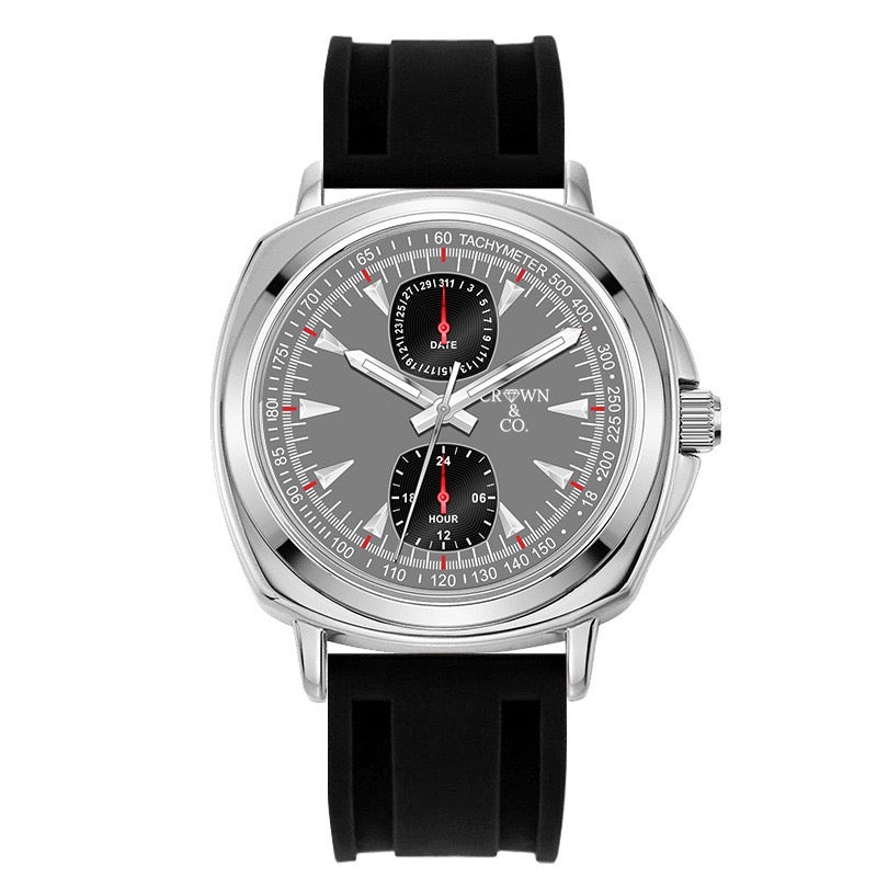 The Crown series chrome rubber strap