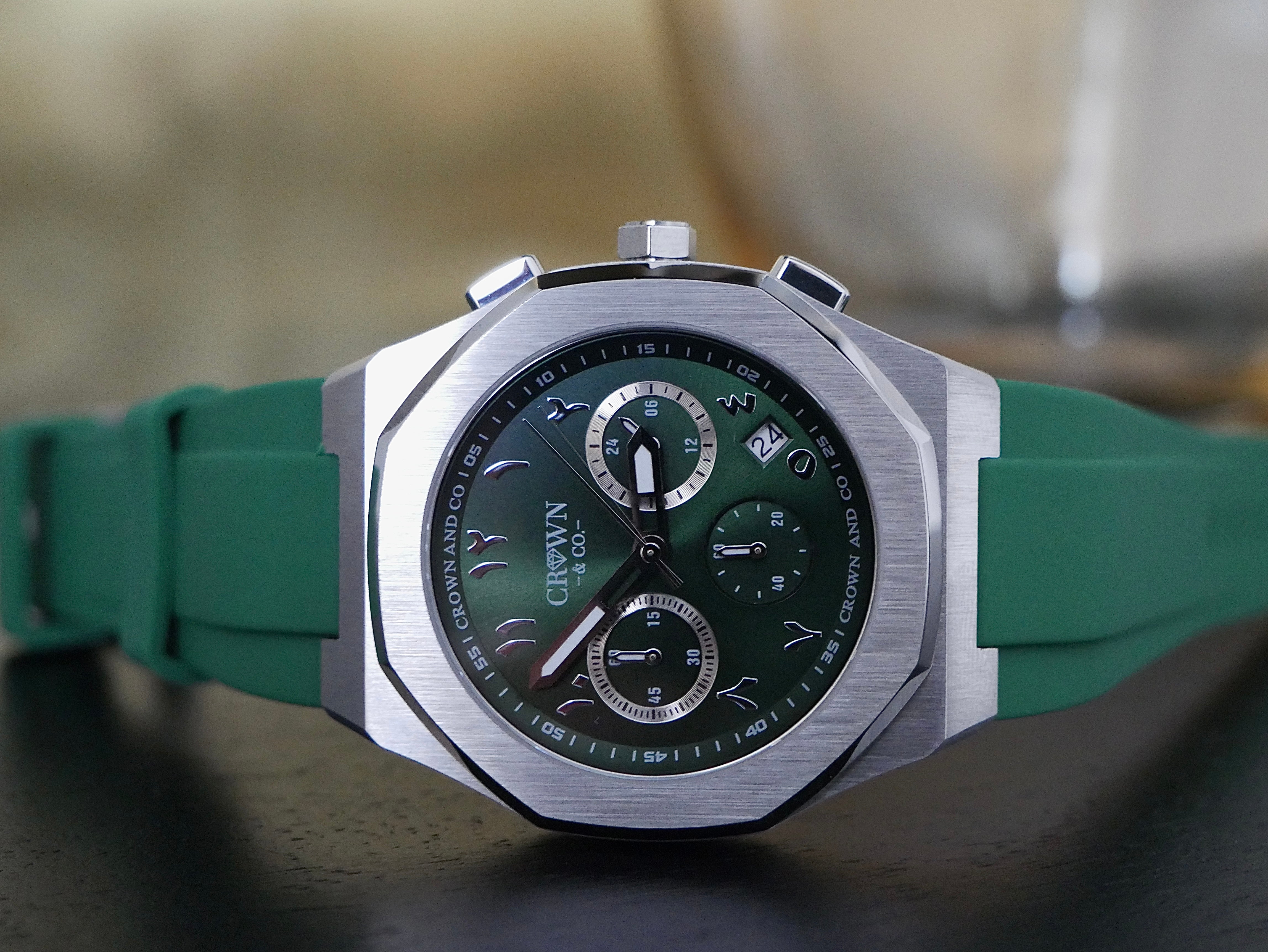 Ocho series arabic green dial 41| Green rubber strap [Due : End of June 2026]