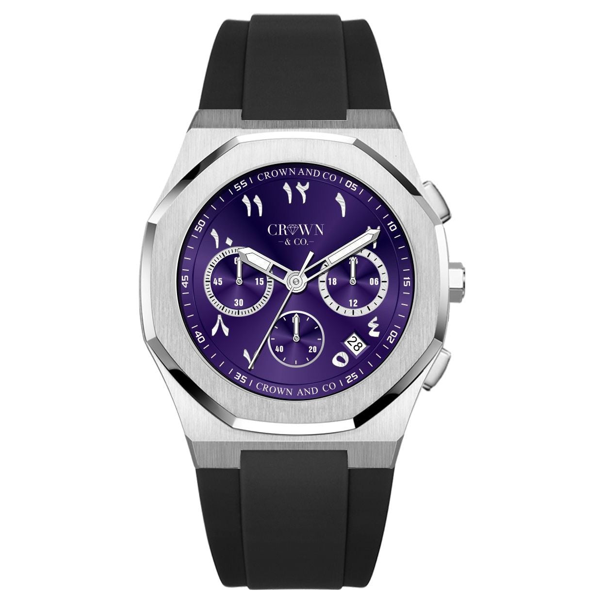 Ocho series Royal Purple Arabic dial 41| Black Rubber Strap Due: May 2026