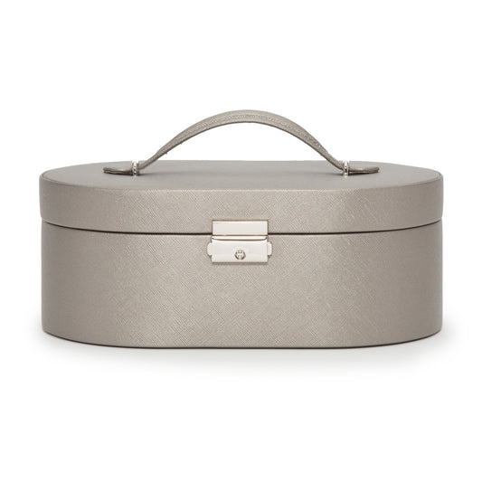 HERITAGE OVAL JEWELLERY BOX by Wolf Pewter Saffiano