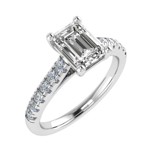 Emerald cut Diamond & Diamond shoulders Engagement ring