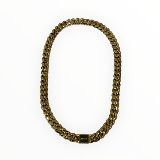 12MM Yellow Gold Plated Miami Cuban Link Chain - 20 inch