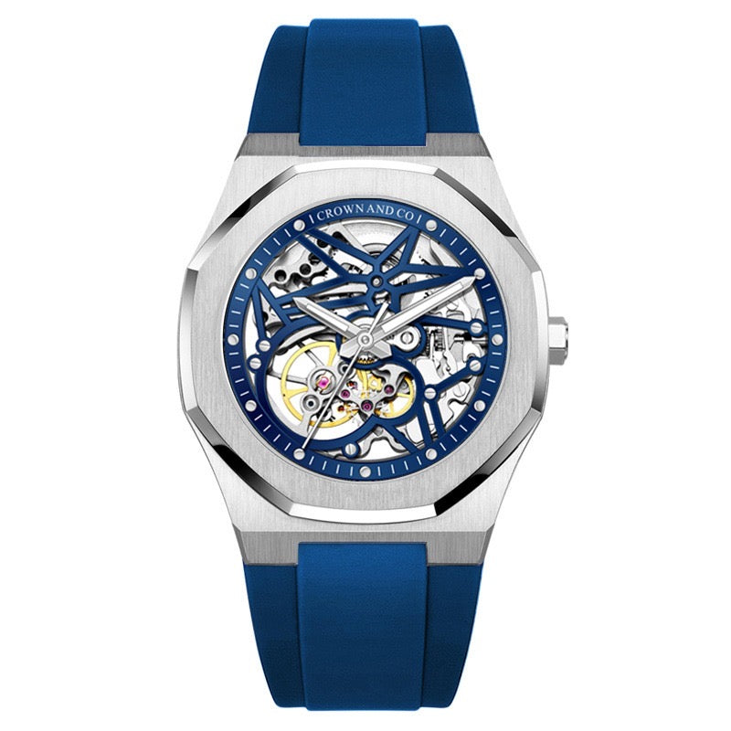 Ocho series skeleton blue dial 41mm| Rubber strap