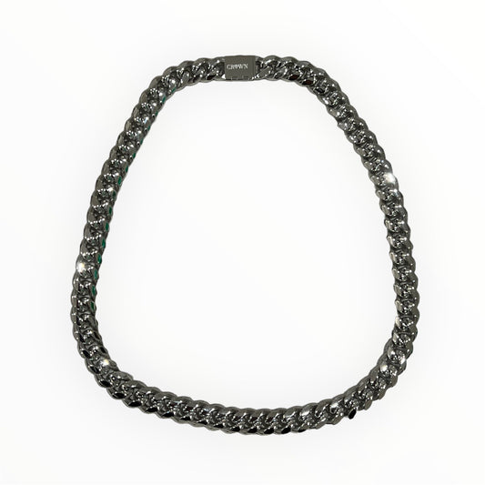12MM White Gold Plated Miami Cuban Link Chain - 20 inch