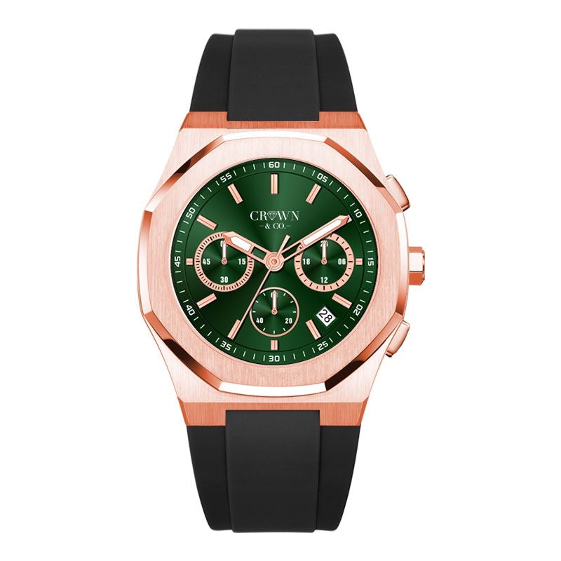 Ocho series Rose emerald dial 41mm| Rubber strap