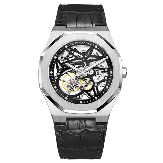 Ocho series Skeleton Black dial 41mm| Leather strap