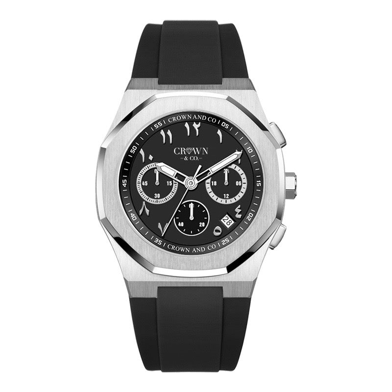 Ocho series black arabic dial 41mm| Rubber strap