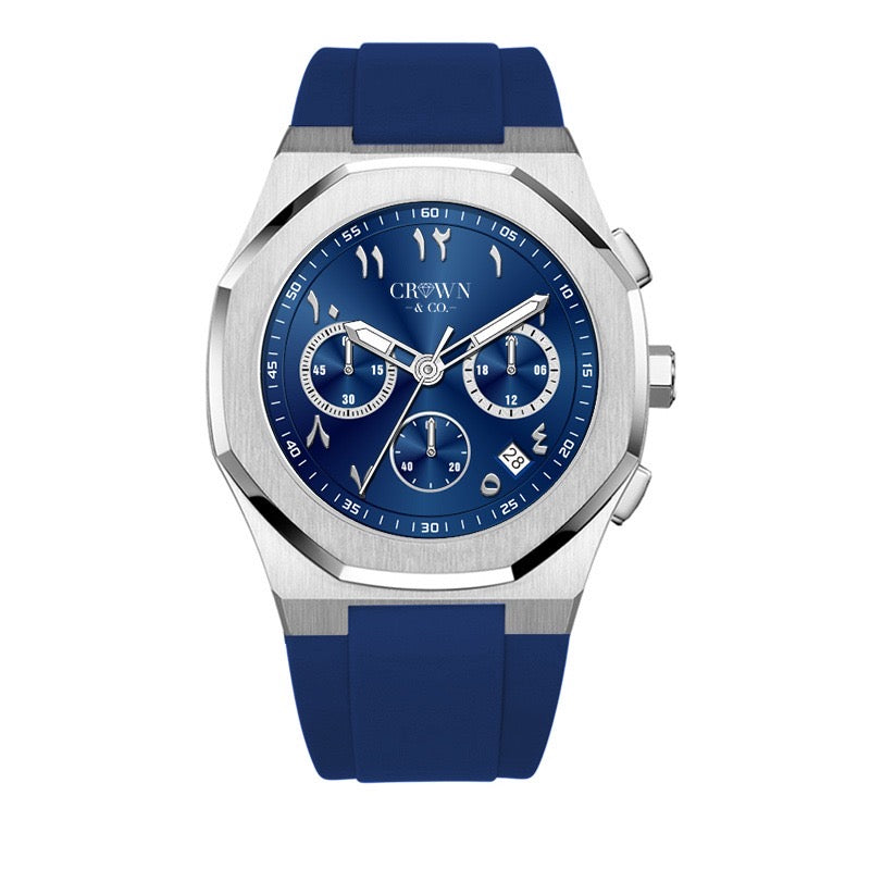 Ocho Series Blue Arabic dial | Blue Rubber Strap