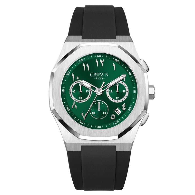 Ocho series Emerald arabic dial 41mm | Rubber strap