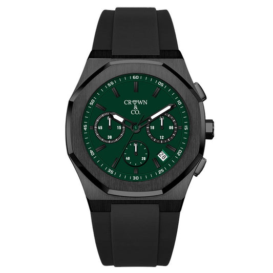 Ocho Series - Black Emerald dial chronograph Rubber Strap
