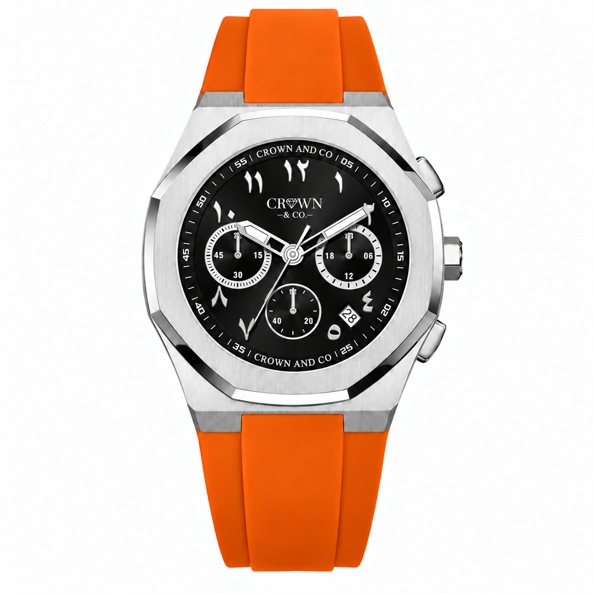 Ocho series black arabic dial 41| Orange Rubber strap