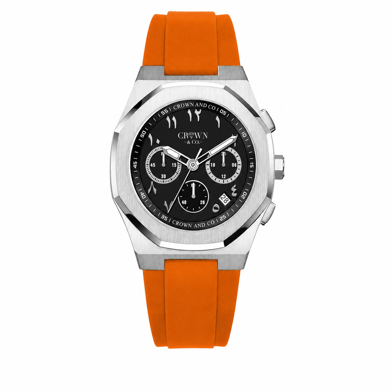 Ocho series black arabic dial 41| Orange Rubber strap