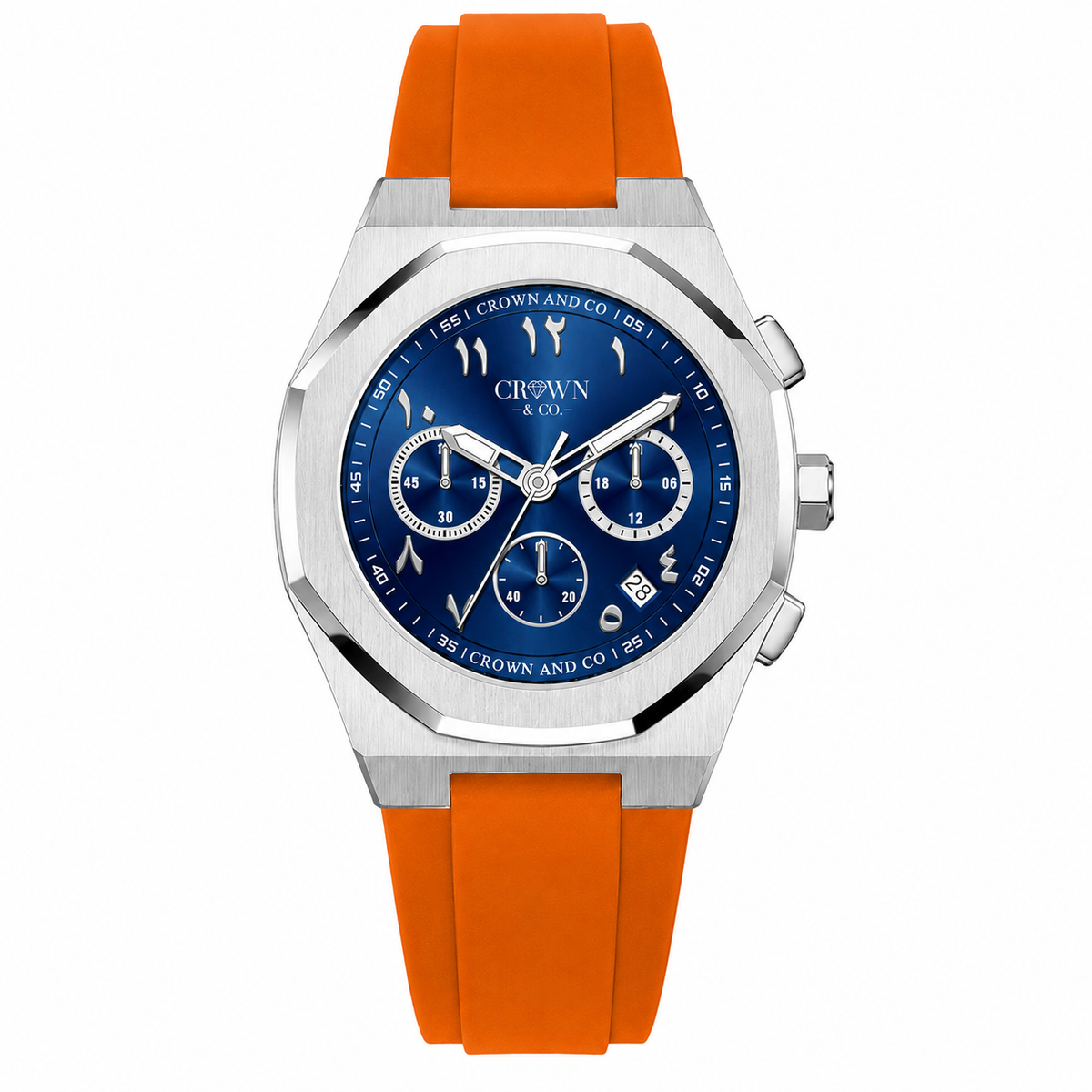 Ocho Series Arabic Navy Blue dial 41| Orange Rubber strap