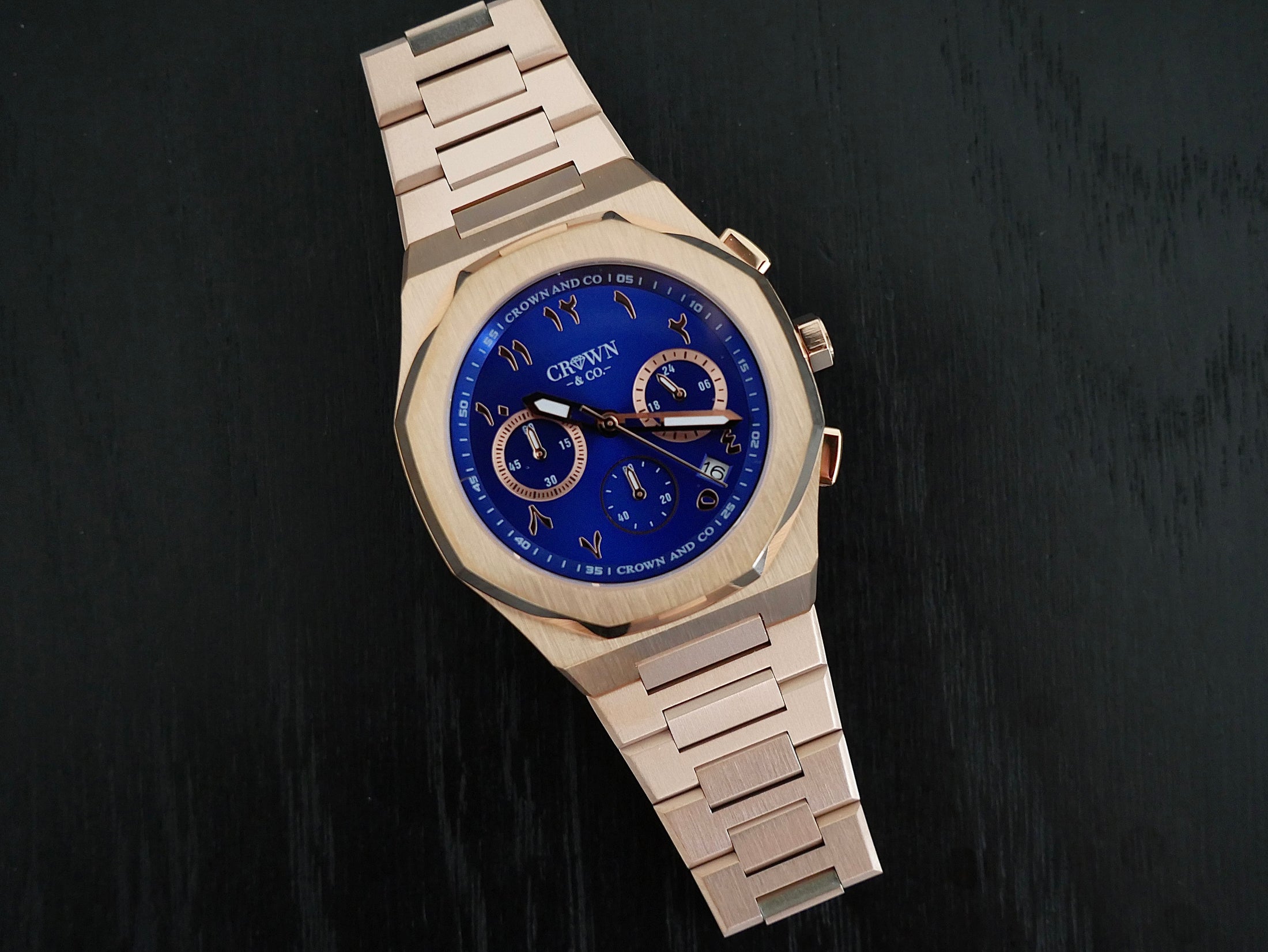 The Rose Deep Blue arabic dial 41mm