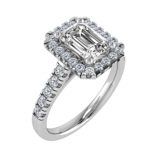 Emerald cut Diamond & Halo Engagement ring