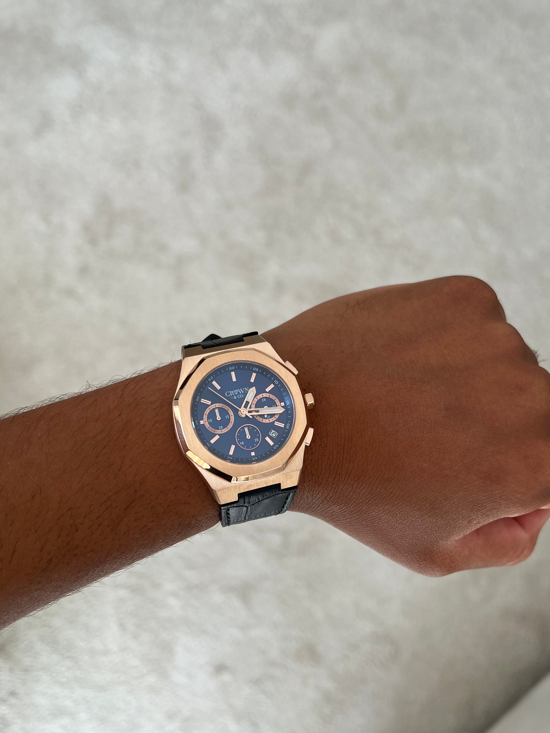 Ocho series rose deep blue 41mm | Leather strap