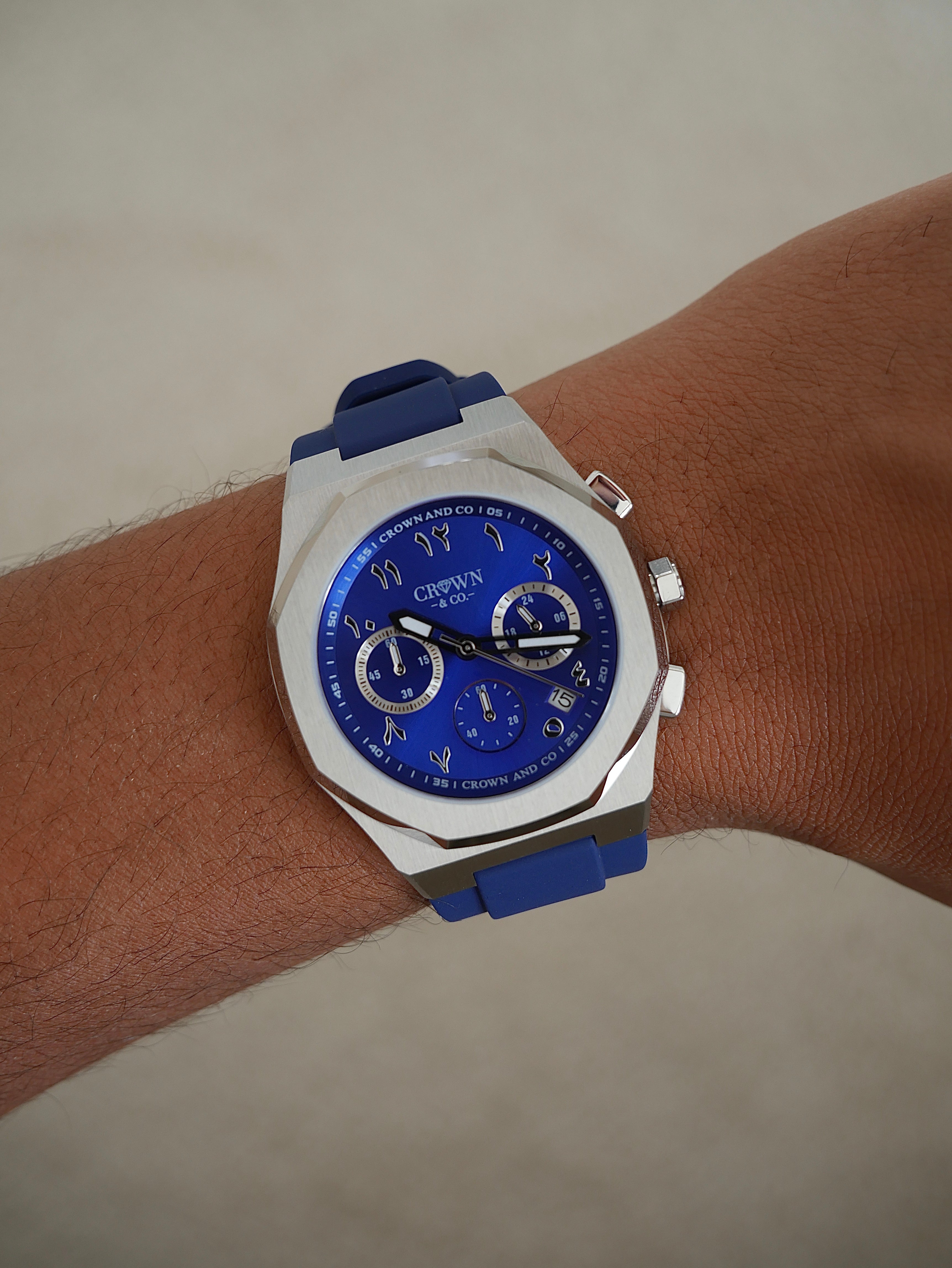 Ocho Series Blue Arabic dial | Blue Rubber Strap
