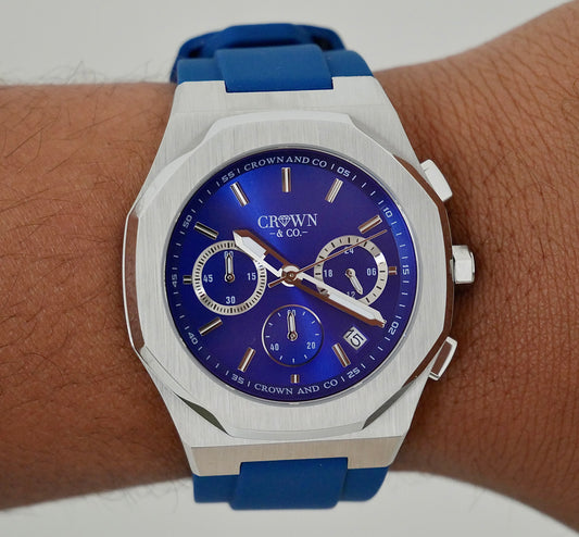 The Ocho series Navy Blue dial 41mm | Blue Rubber strap