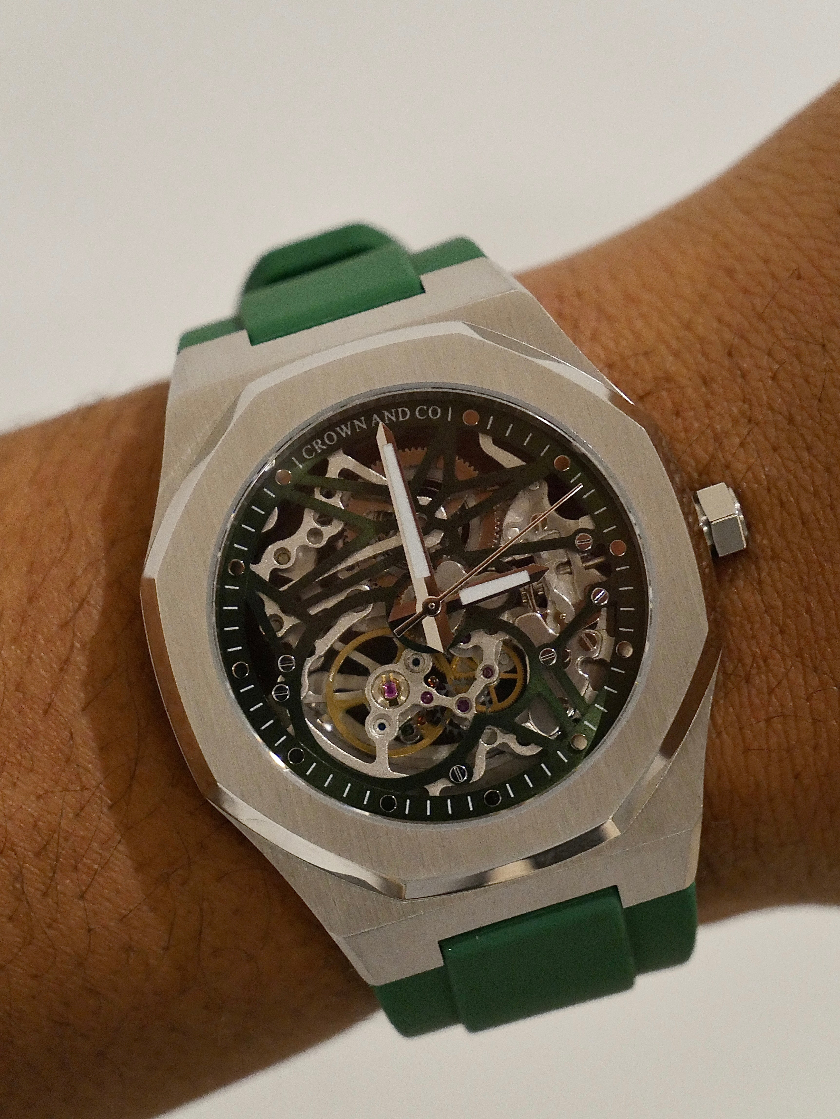Ocho series Skeleton mud green anniversary 41mm | Green Rubber Strap