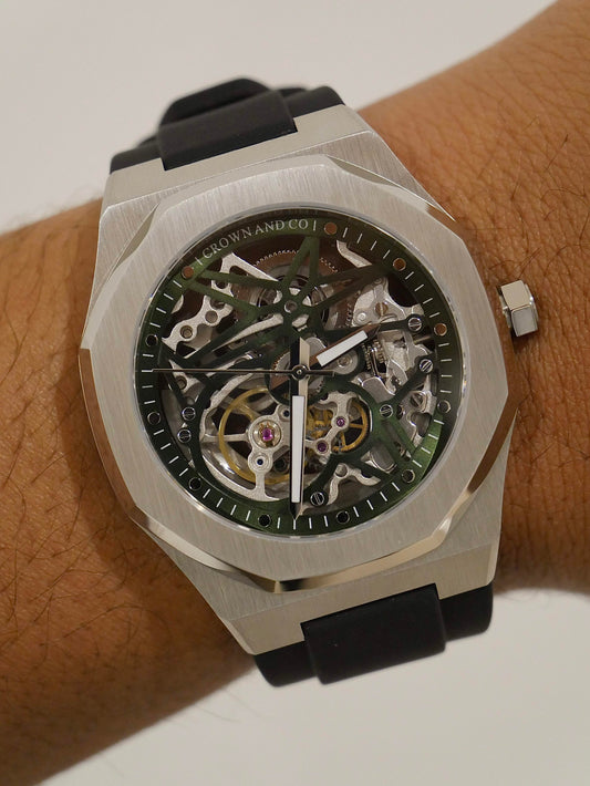 Ocho series Skeleton mud green anniversary 41mm | Rubber Strap