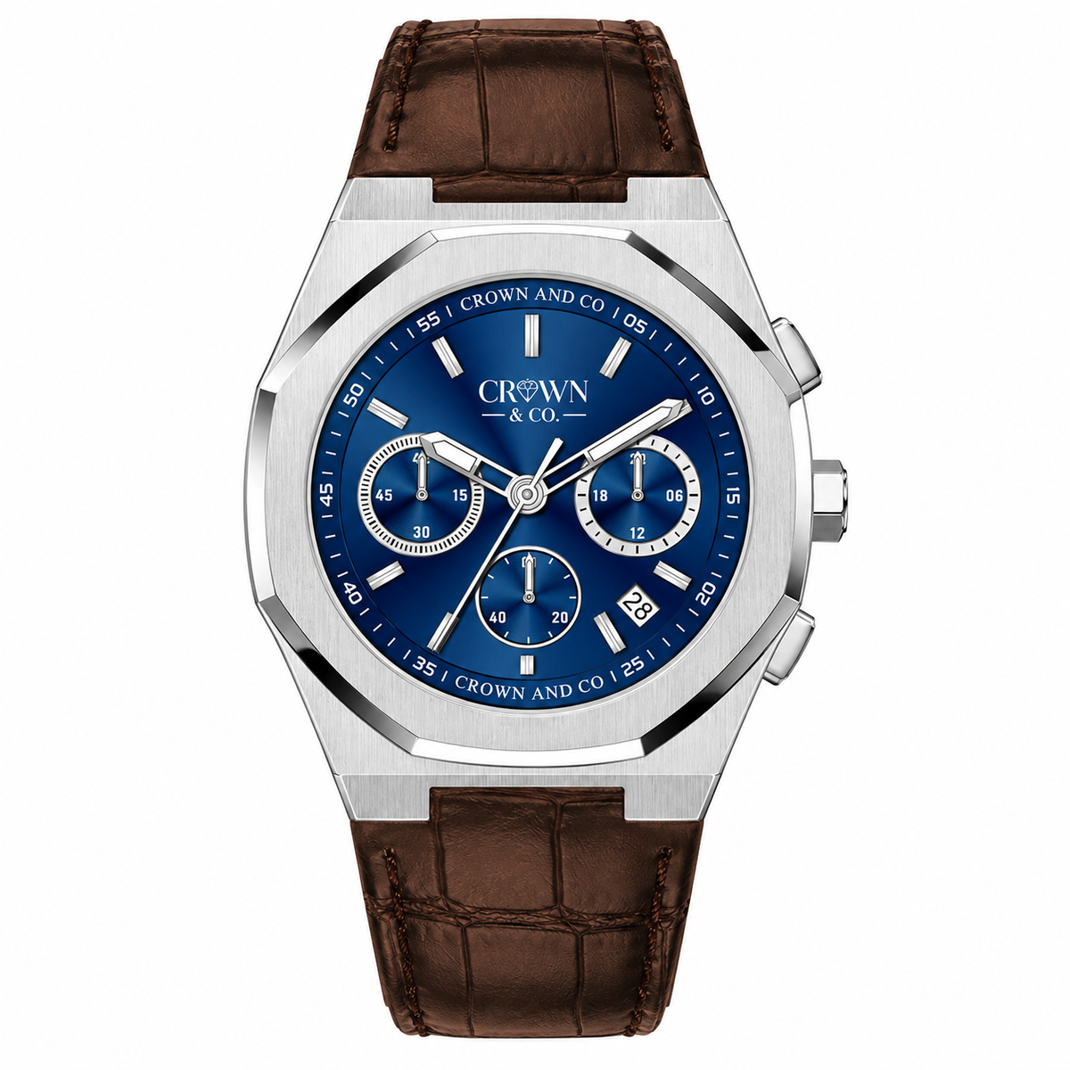 Ocho series Navy Blue dial 41| Brown Leather strap