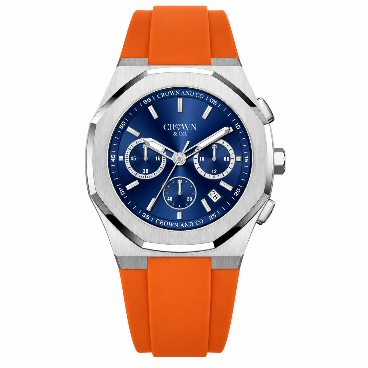 Ocho series Navy Blue dial 41| Orange Rubber strap