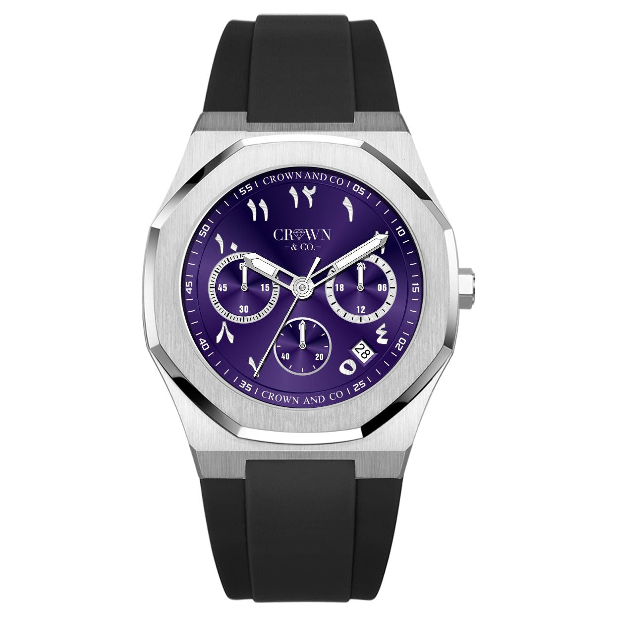 Ocho series Royal Purple Arabic dial | Rubber Strap