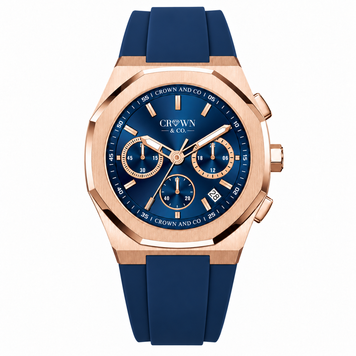 Ocho series Rose deep Blue 41mm | Blue Rubber strap