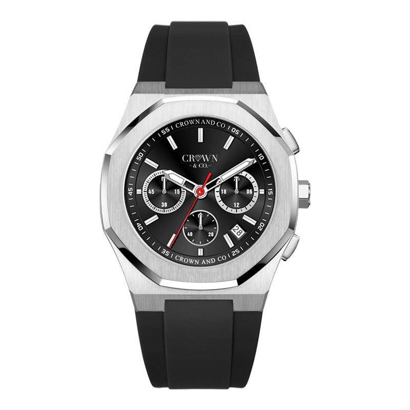 Ocho series black dial 41mm | Rubber strap