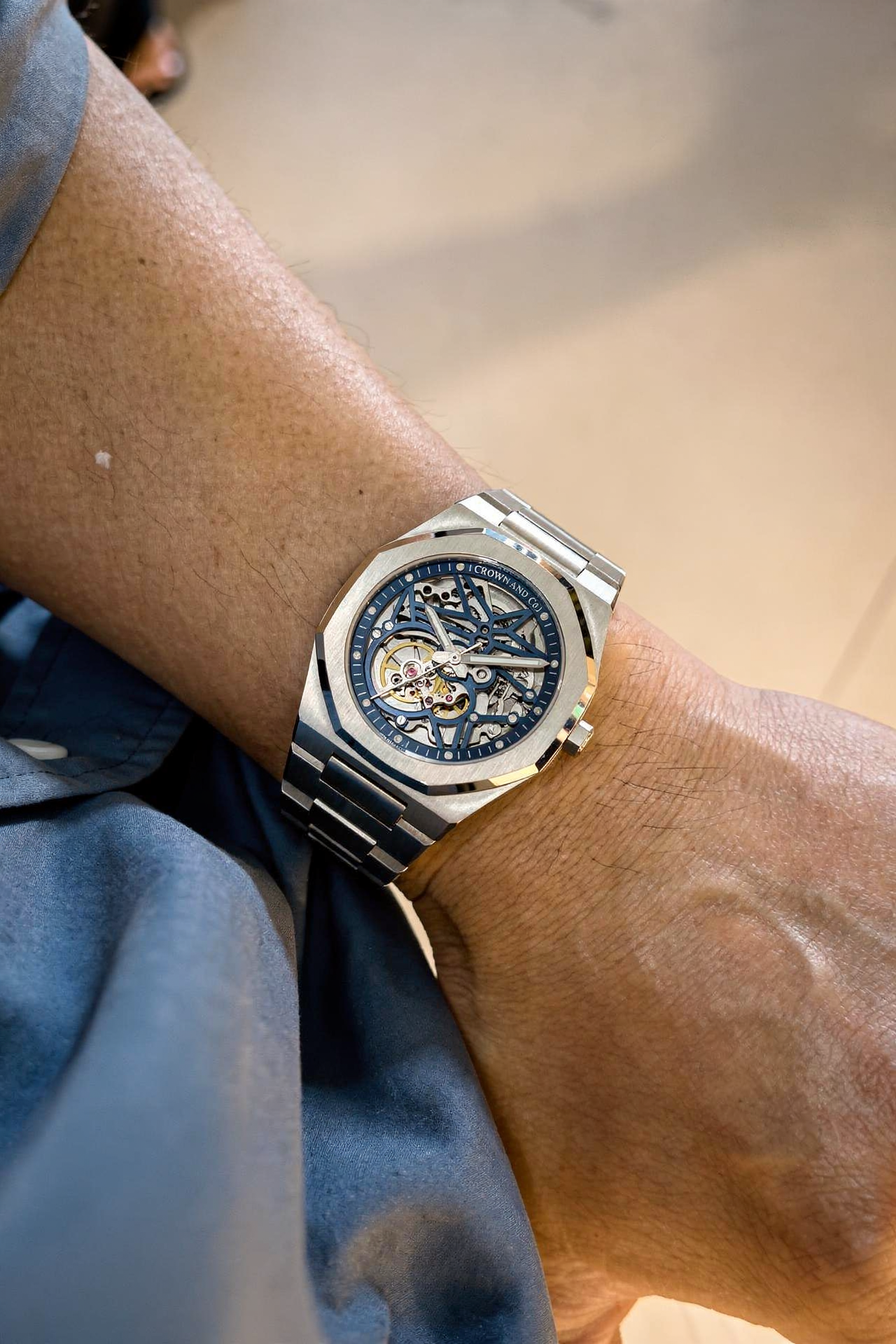 Ocho series skeleton Blue dial 41mm