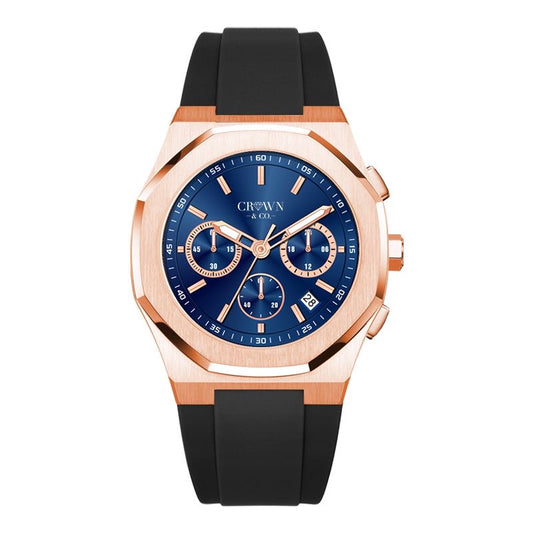 The Ocho series Rose deep Blue 41mm | Rubber strap
